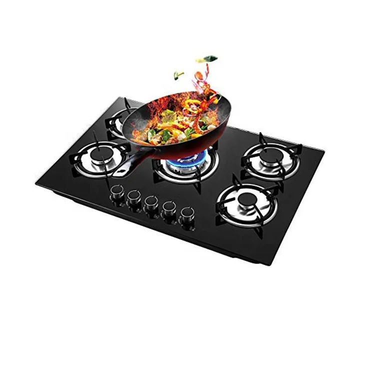 Wholesale Custom Golden Supplier Kitchen Ceramic Hob 5 Burners Rings Gas Stove Estufas A Gas