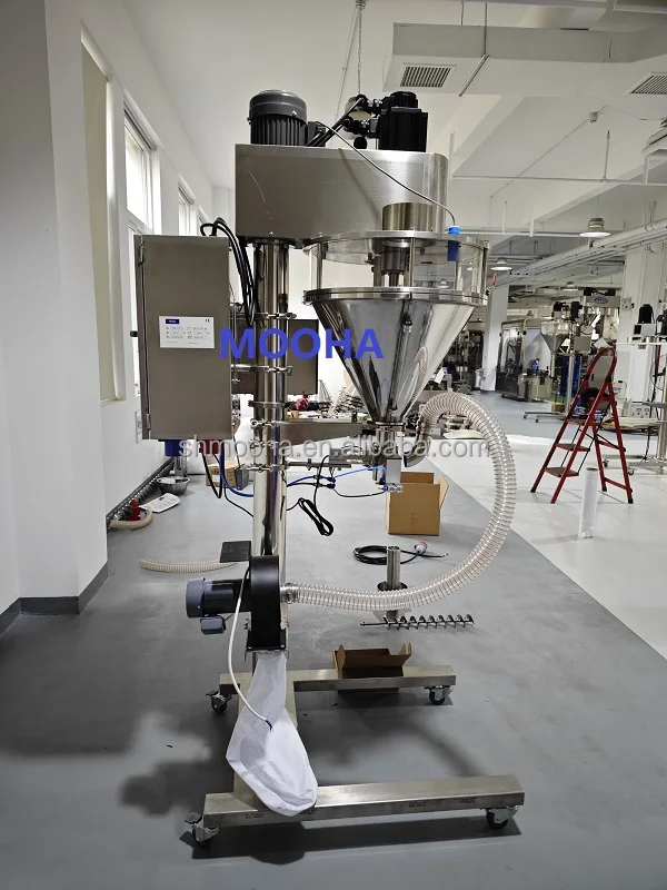 Flour Powder Bag Filling Machine SUS304 Auger Screw Filler Bakery Flour Starch Powder Weighing Filler With Clamp & Sealer