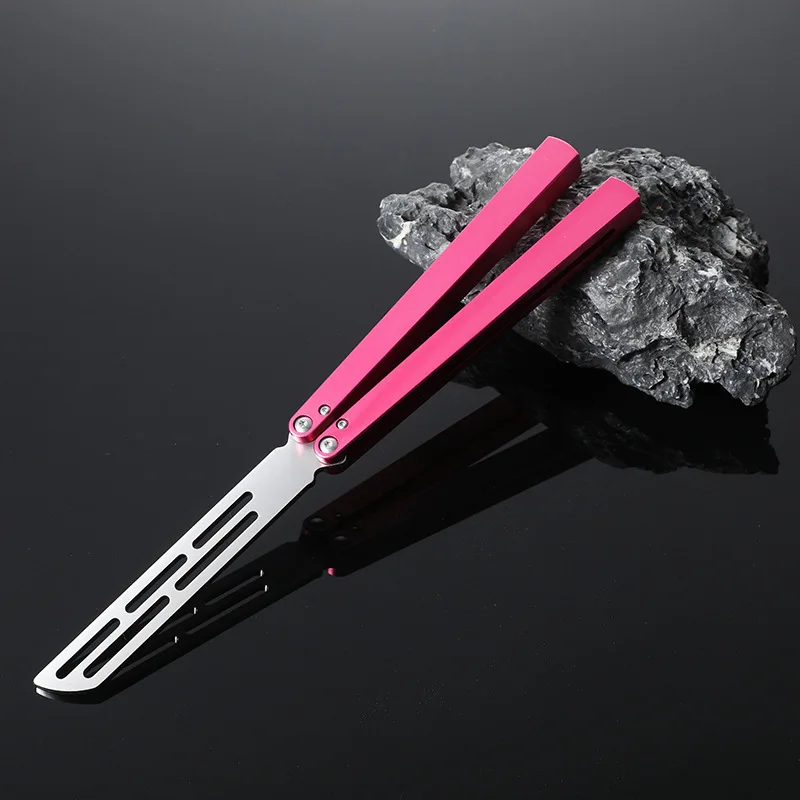 EDC Outdoor Portable Multi function Folding Aluminum Handle Without Edge Butterfly Training Knife