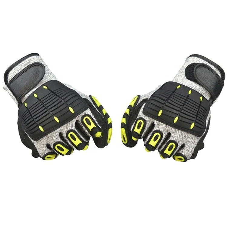 Wefocus Oilfield Sandy Nitrile Cut Resistant Anti Vibration Shock Proof Tpr Gloves Anti Impact Gloves Mechanic Gloves