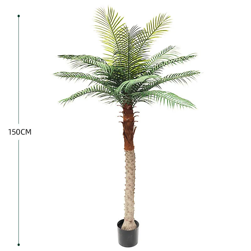 An interior window displays Nordic traveller bananas coconut tree high quality artificial trees