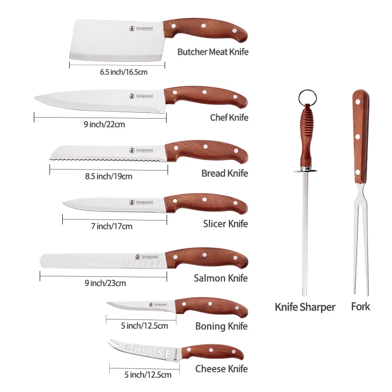 Kitchen King 9 Pieces Chef Knife Set With Bag Ultimate Chef Knife Roll Set In One Premium Stainless Steel