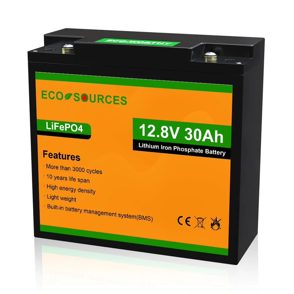 Eco-Sources автомобили для гольфа 4000 жизненного цикла Солнечный литий-железо-фосфатный 12 8 В 30ah lifepo4 аккумулятор
