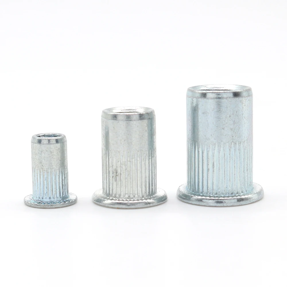 Flat head vertical pattern blue and white zinc blind rivet nut Internal and external hexagonal blind rivet nut m4-m12 rivet nut