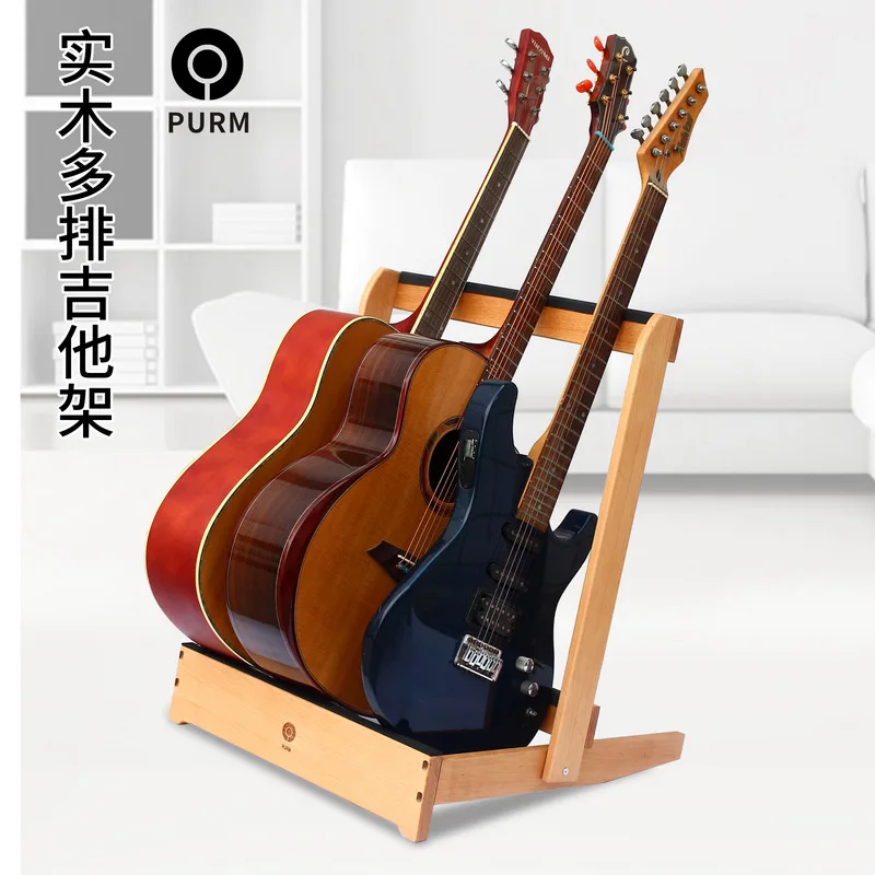 Handmade Custom Hardwood Wood Guitar Stand for 4 Electric or Bass, Guitar Rack for Home or Studio