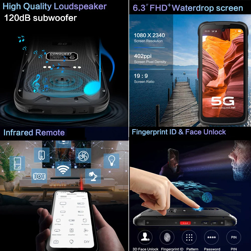 Thermal Imaging 8GB+256GB 5G Android11 Android 11 5G IP68 waterproof rugged smartphone PoC Walkie Talkie