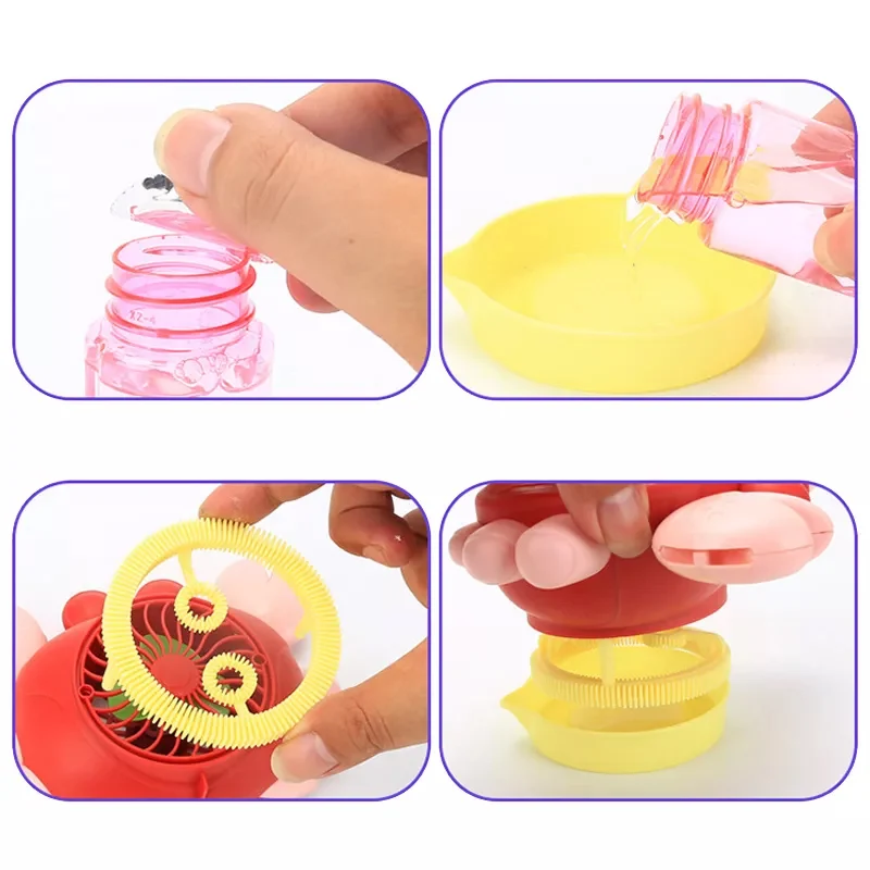 2023 Hot Wholesale Kids Summer Outdoor 3 In 1 Electric Automatic Soap Water Liquid Toy Crab Bubble Machine With Fan