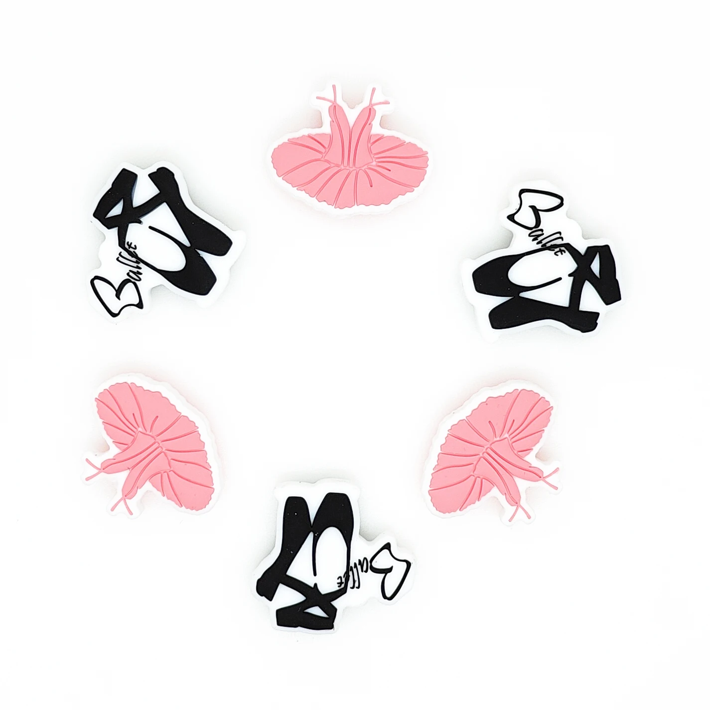 New Design Tutu Black Ballet Shoes Silicone Focal Beads Teething Toy Bracelet Keychain Making Ballet Dancing Silicone Bead