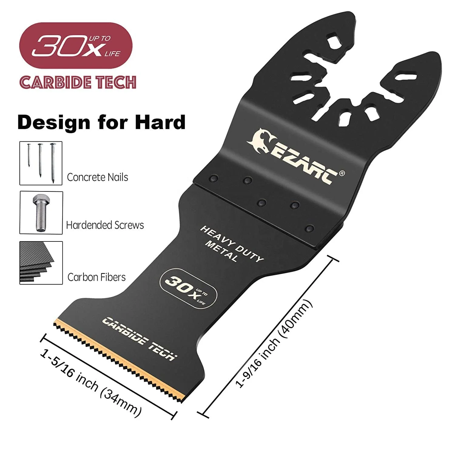 Carbide Oscillating Saw Blades, Multitool Blades Quick Release for Hard Material, Hardened Metal, Nails, Bolts and Screws,3-Pack