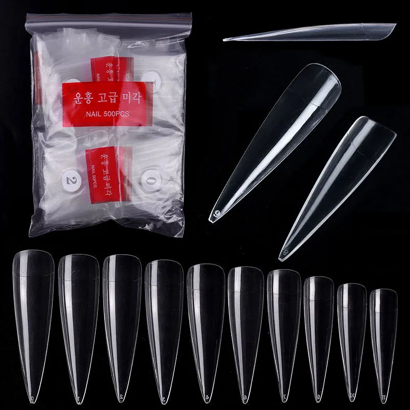 Aokitec 500PCS French Coffin Press On Stiletto Nails Tools Venders With Drop Shipping False Nails Tips