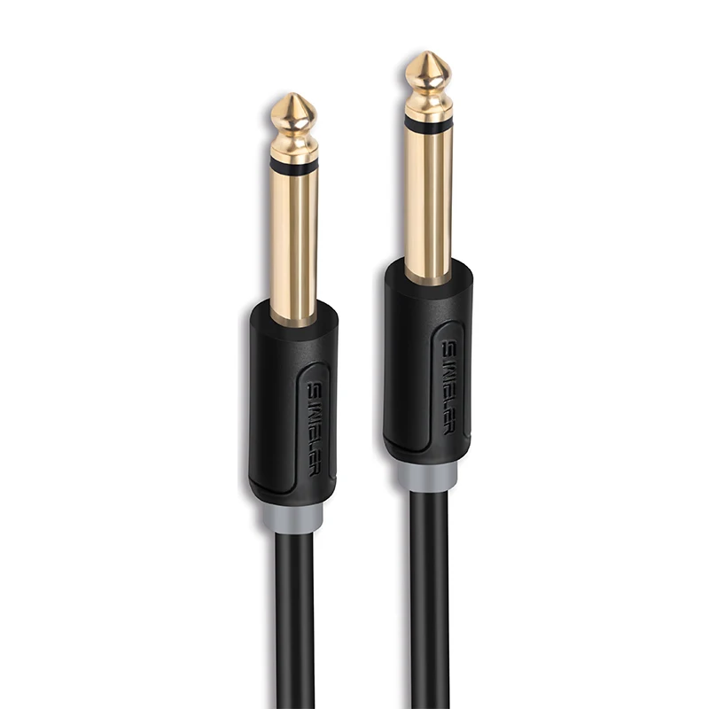 6.35mm TS to 6.35mm TS   male to male Audio Cable OFC Bare copper Gold plated connector 1.5m  Unbalance Guitar Patch Cords Mixer