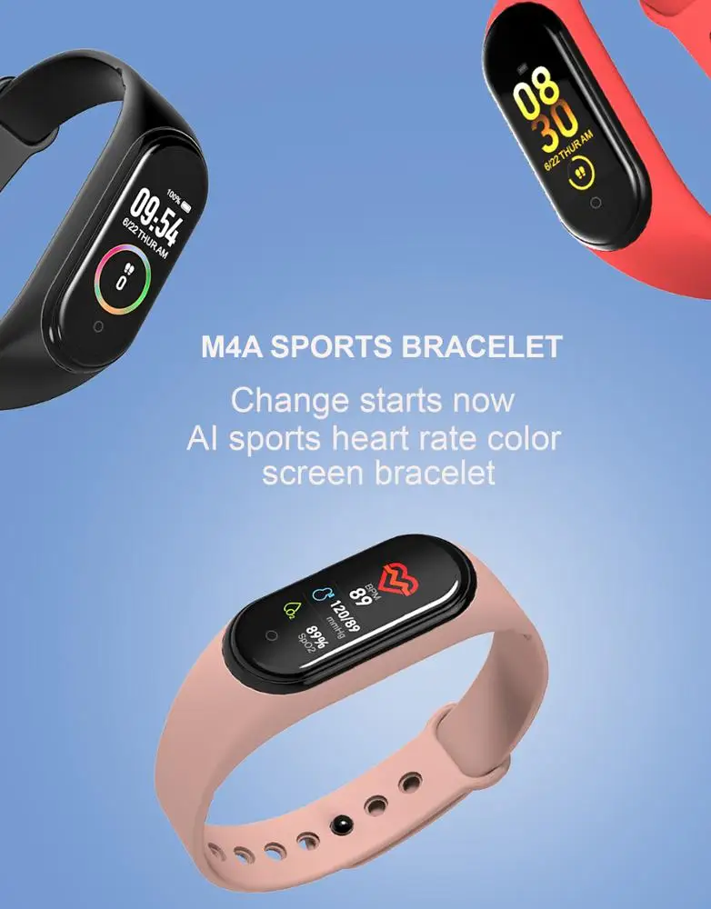  2020 оригинальный фитнес-трекер артериального давления по Заводской Цене smartband m4 смарт-браслет с пульсометром