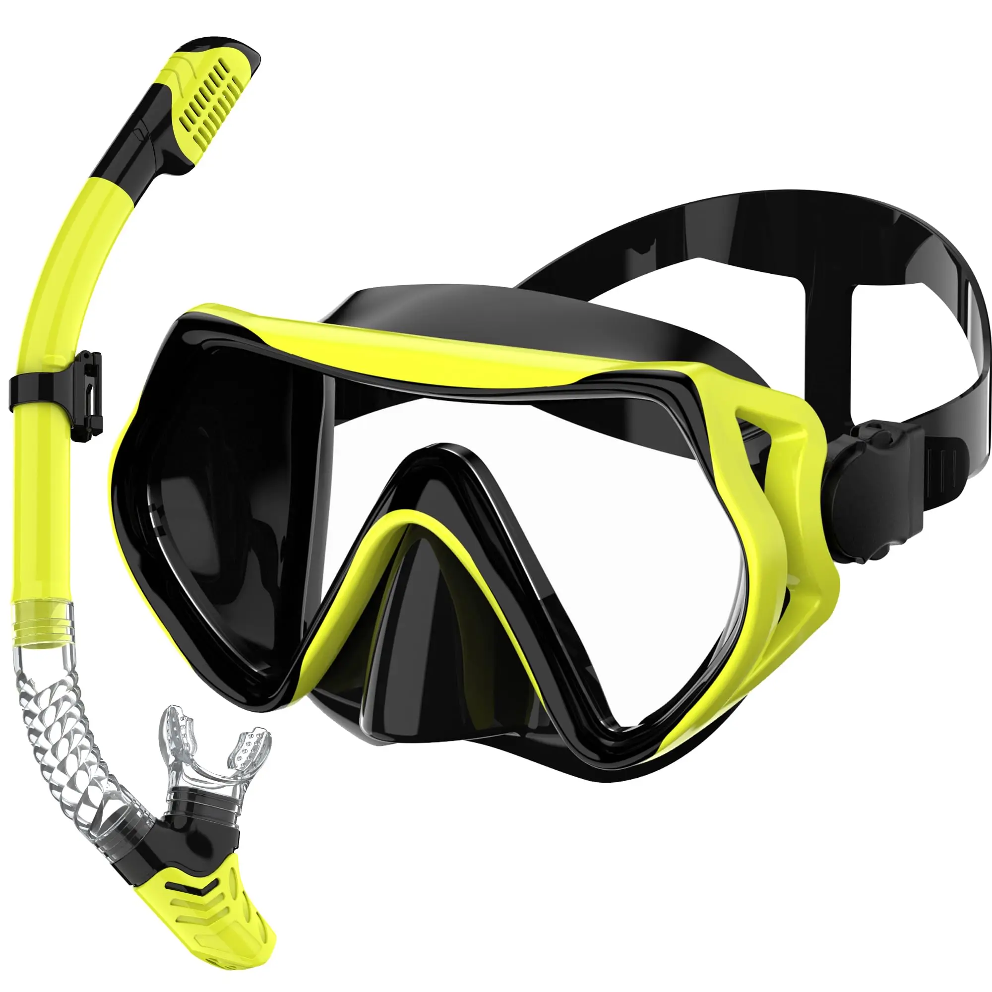 Snorkel Set for Men and Women Professional Snorkeling Gear for Breathing Freely, Clear Wide View Underwater
