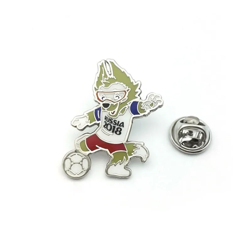 
2018 World Cup Mascot Boutique Pin Badge Russia Football Lapel Pin Silver Plated 