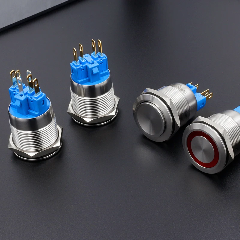 22mm LED Ring Lighting Locking Button Anti Damage Metal Switch