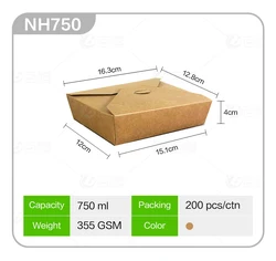 disposable paper  food packaging box take away kraft paper food box lightweight paper box for all kinds snack
