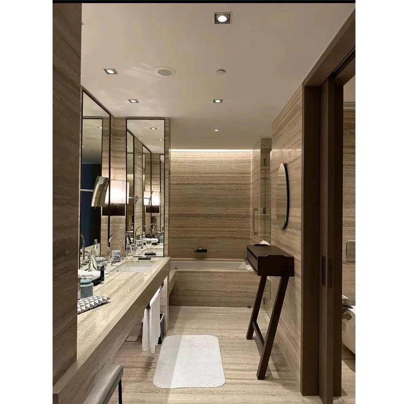 Modern Design Honed Light Blue Travertine Marble Stone Slab For Bathroom Wall Cladding Tiles