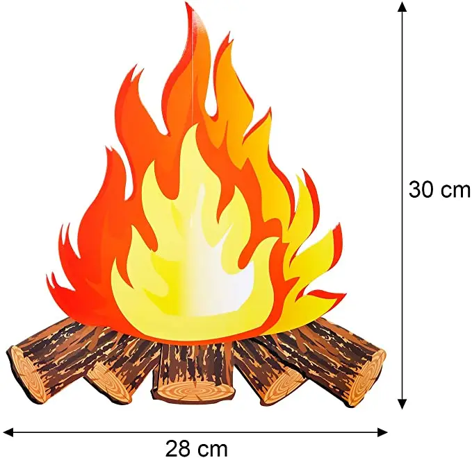 6 Set Artificial Fire Flame Paper 3D Campfire Centerpiece Cardboard Flame Torch for Campfire Party Decoration