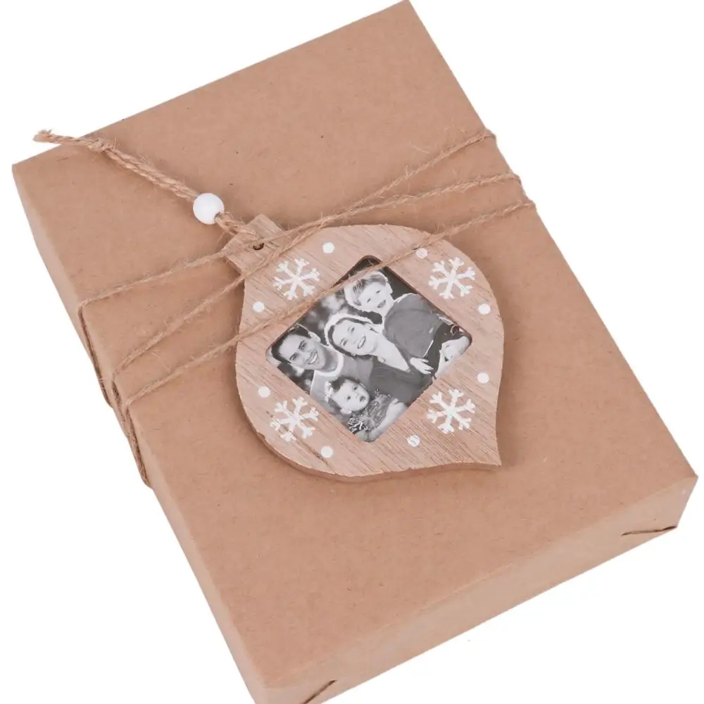 Christmas Tree Decorations Wooden Photo Frame Craft Gift Hang Tags
