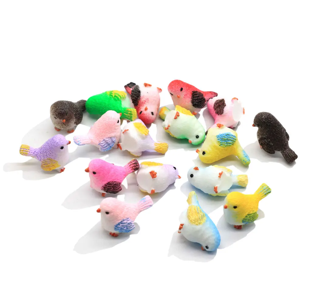 Miniature Resin Crafts Fly Bird Sparrow Bird Egg Nest Small Statue Figurine Ornament For Doll house Decor