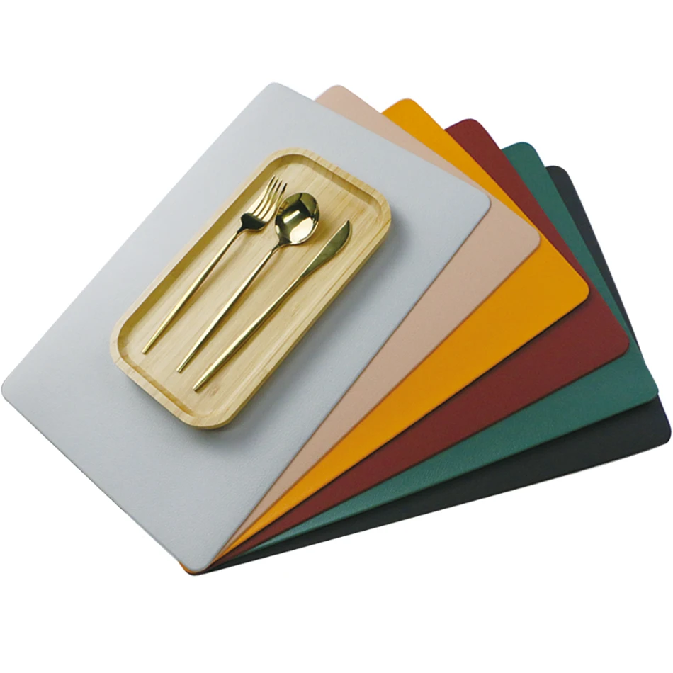 
Faux Leather Placemats Heat Resistant Easy to Clean Non-Slip Rectangle Mat,for Kitchen Dining Table Decorations 