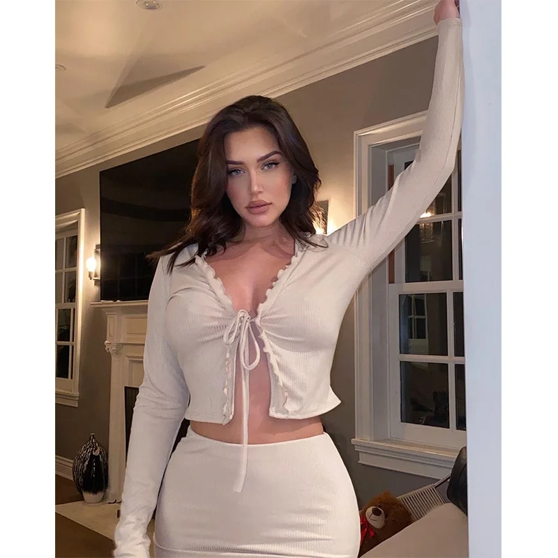 Wholesale knitted sweater Spring Autumn women clothing plus size knitted lace up women cardigan sweater ladies