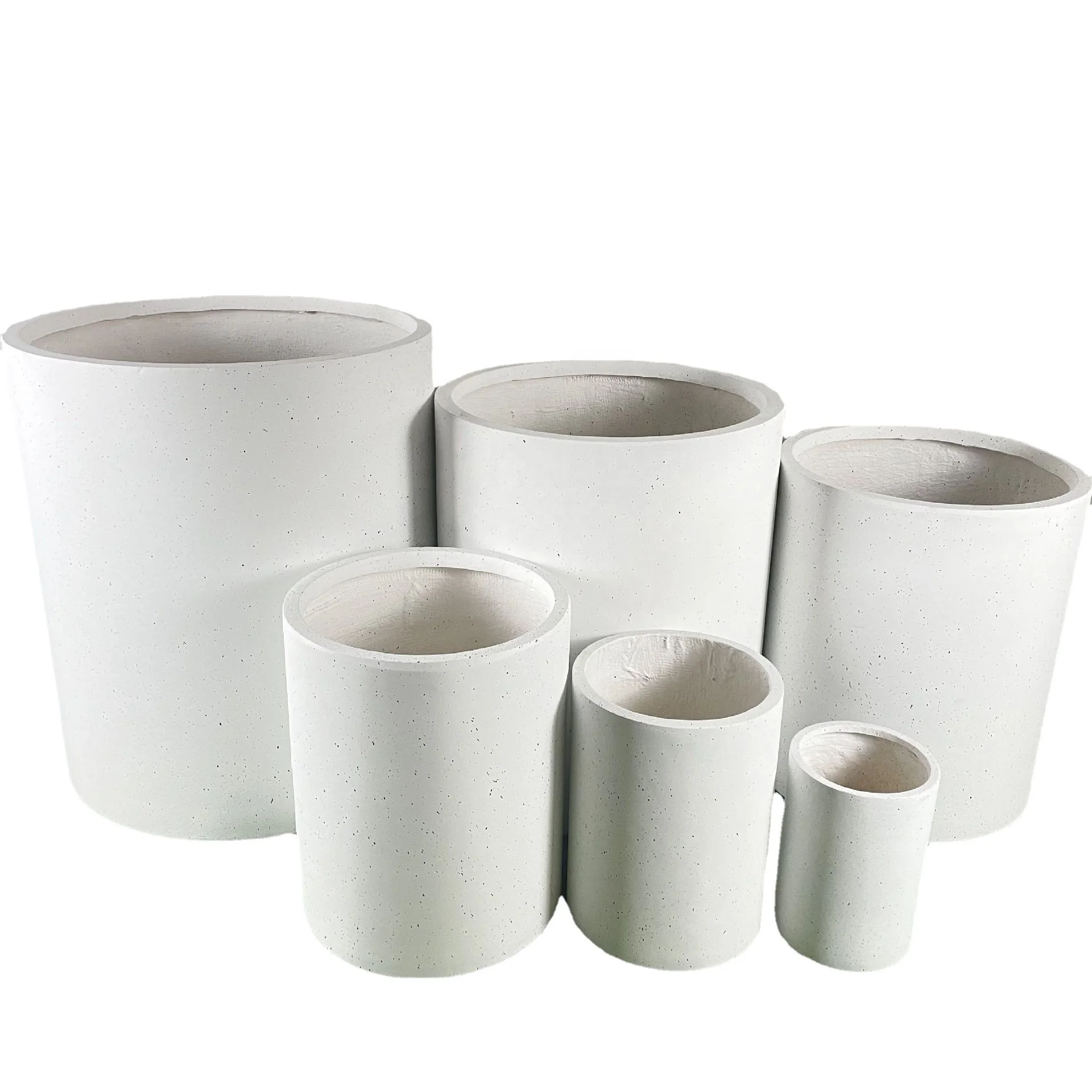 2023 новый торговый центр использование цилиндра гладкая глина из стекловолокна цветочные горшки для настоящих цветов