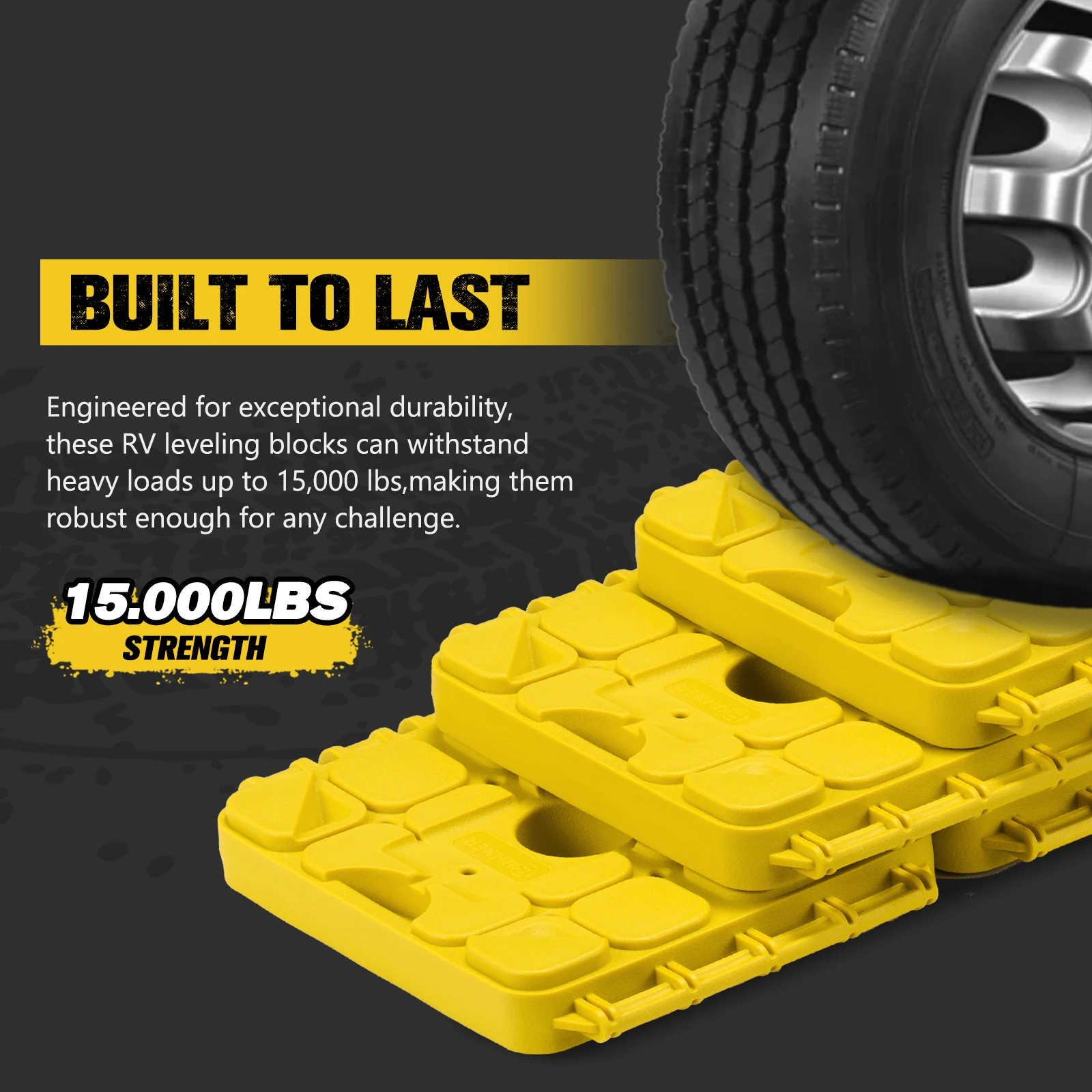 BUNKER INDUST Heavy Duty 3-in-1 Anti-Slip Jack Blocks Recovery Boards RV Leveling Blocks for RV Travel Trailers