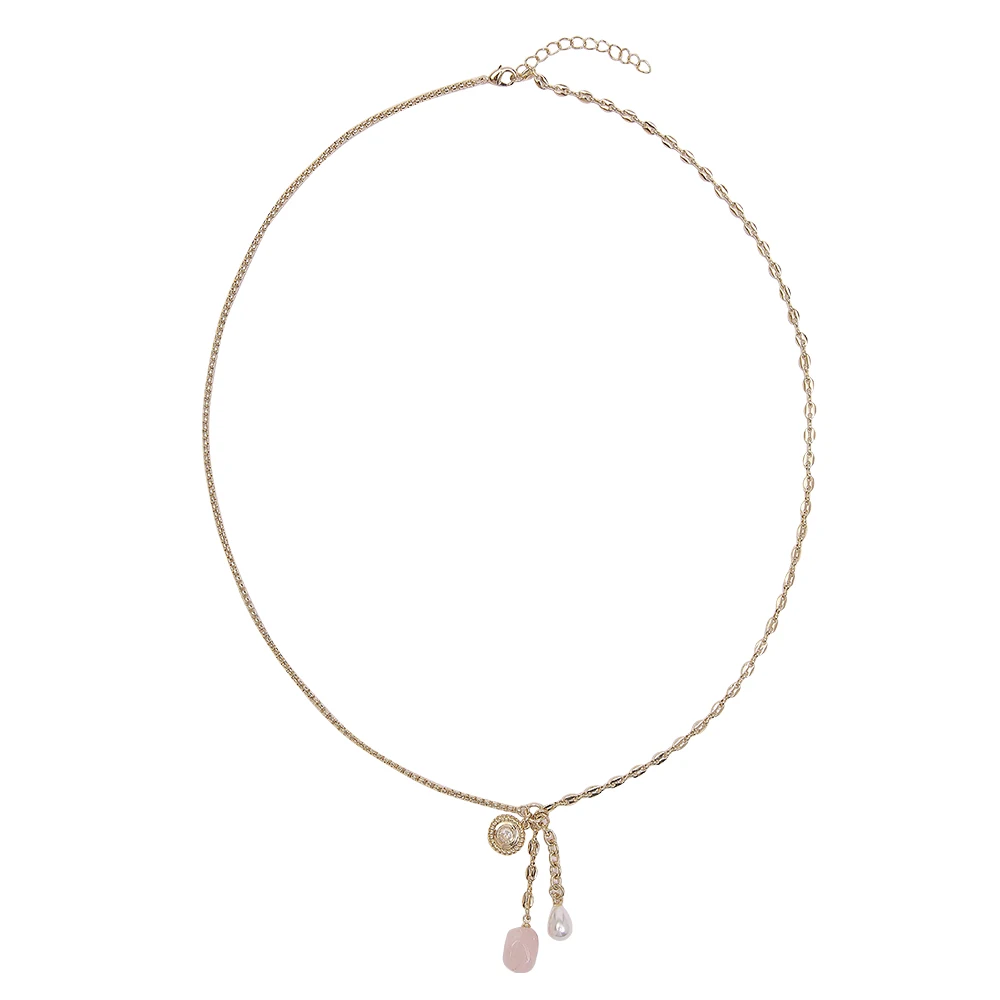 Simple and versatile long pendant single-layer necklace temperament retro palace mixed pendant lasso necklace jewelry female