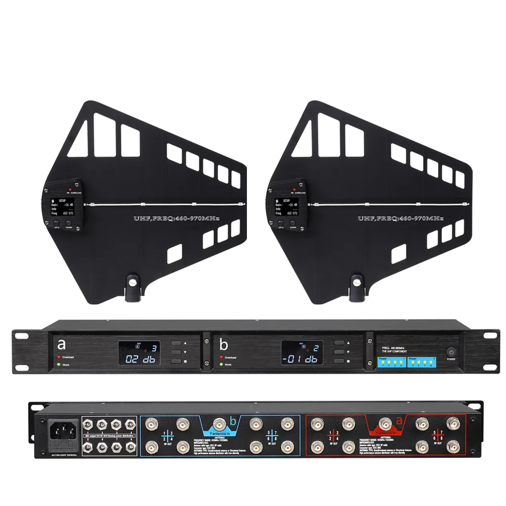 UA868 UA80-A2021 UHF Wideband Antenna Splitter 450-1000MHZ RF Signal Antena Directional BNC-BNC Coaxial Cables 16Grounps