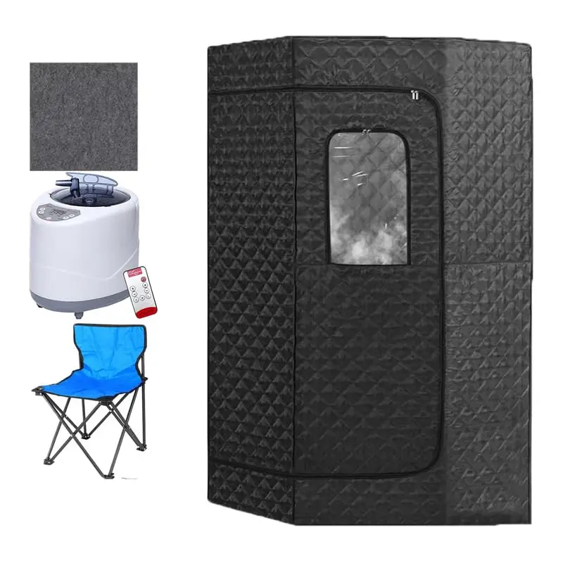Full Body Home Steam Sauna Set, 4L Large Steam Pot One Person Portable Sauna Spa with Time & Temperature Remote Control