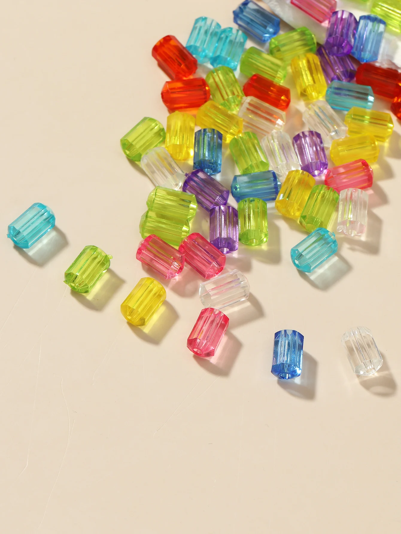 Cross-border wholesale mixed color acrylic cylindrical beads rice-shaped cat eye colored loose beads set bracelet