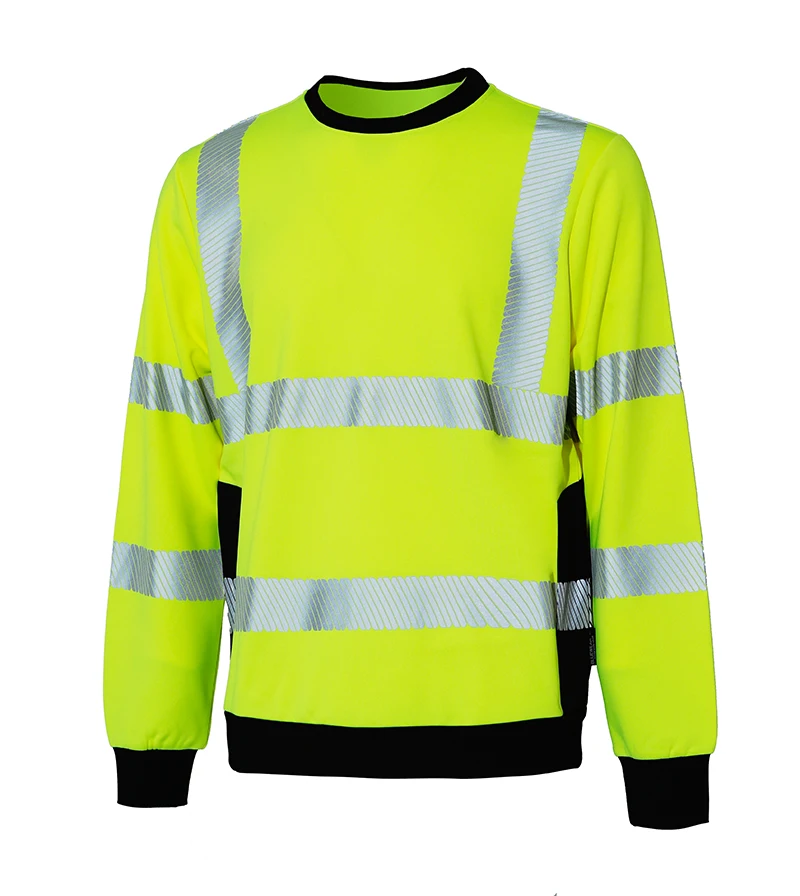 Safety Reflective High Visibility Long Sleeve Shirts ANSI Class 2 Hi Vis Construction Work T Shirts for Men