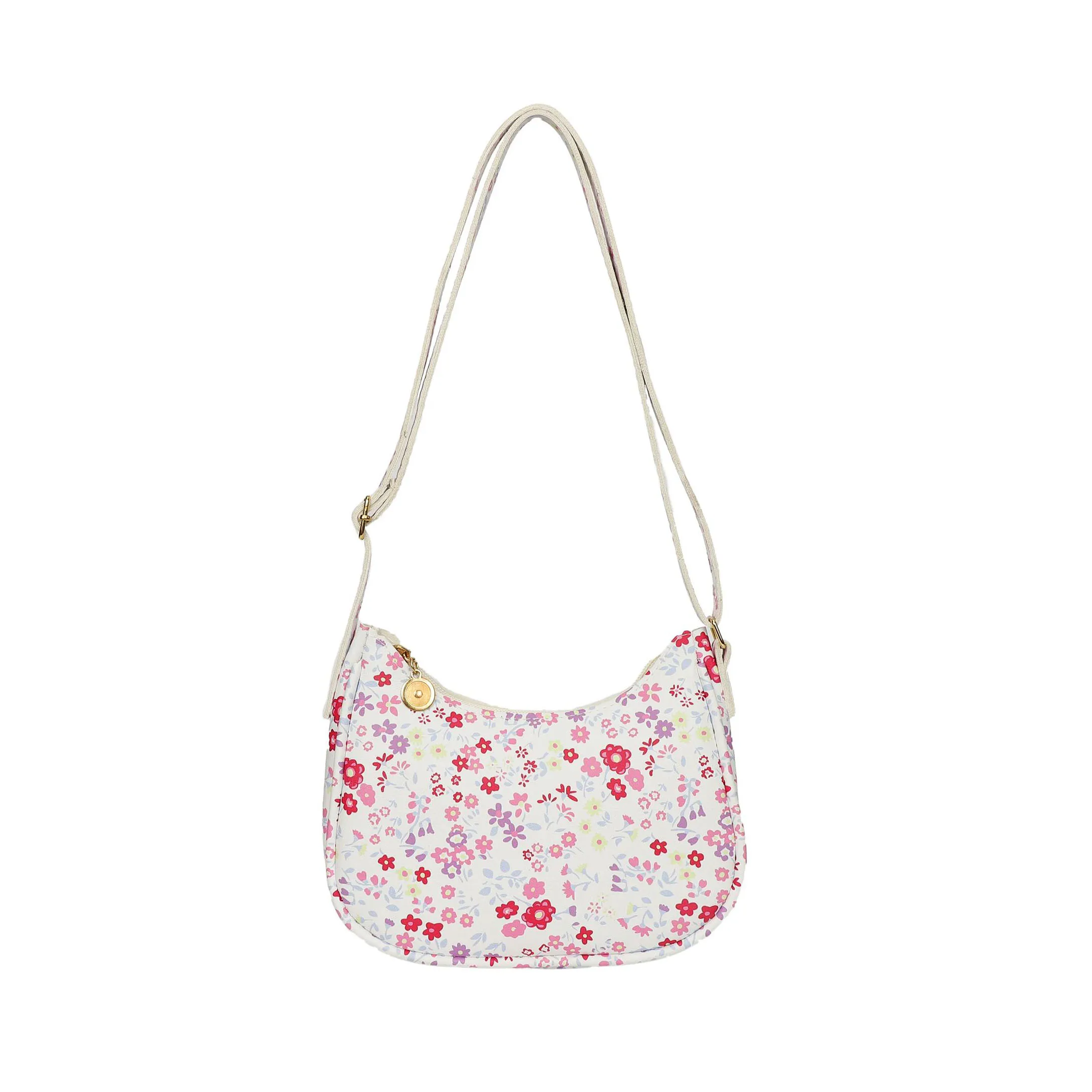 Simple Style Fashionable Ladies Sling Shoulder Bag Cute Pattern Pu Leather Handbags Flower Casual Crossbody Bag For Women