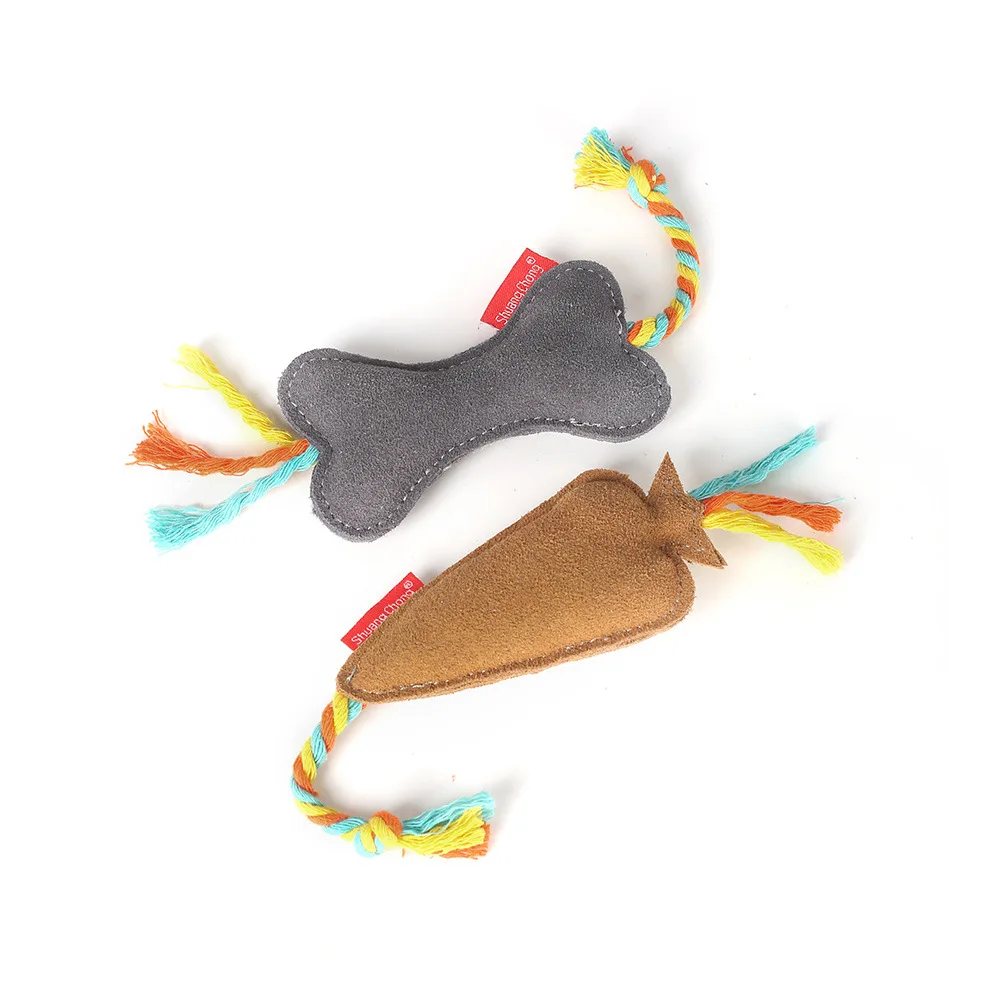 New Release Eco friendly Knots Weave Leather Plush Toys for Dogs