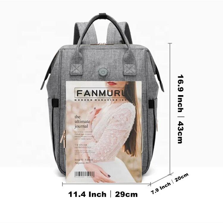 Ozone Disinfection Mommy Travel Nappy Diaper Bags Backpack with Solar Panel USB for Outdoor Travel