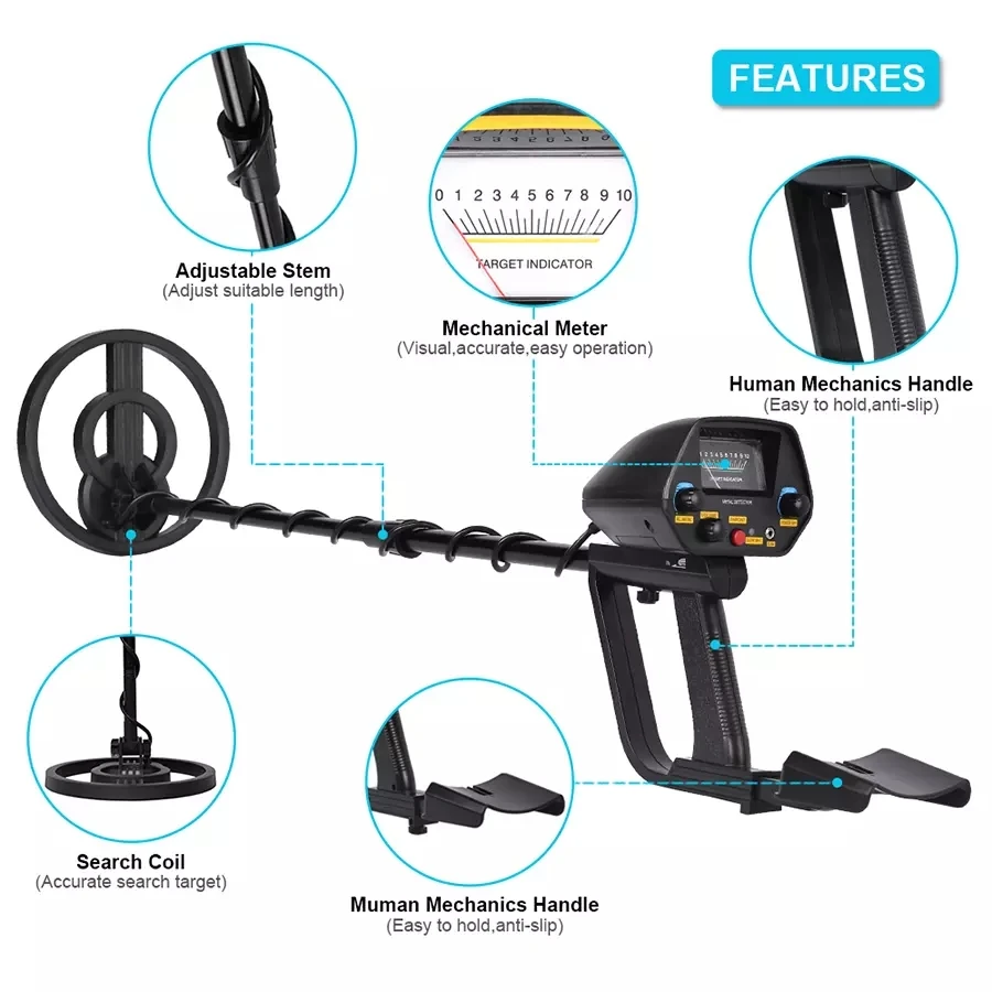 The new enhanced portable handheld underground metal detector can detect a depth of 8m.