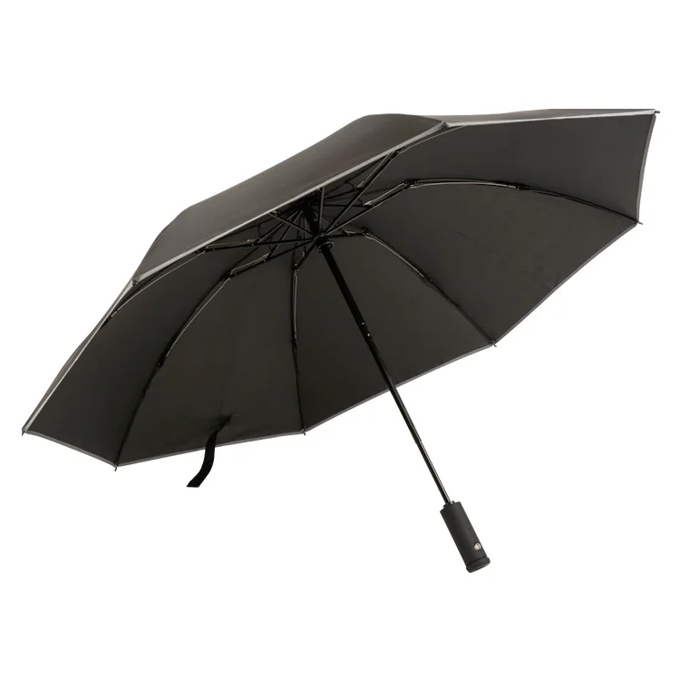 Flashlight rotatable handle fold umbrella reflective edge safe  umbrella