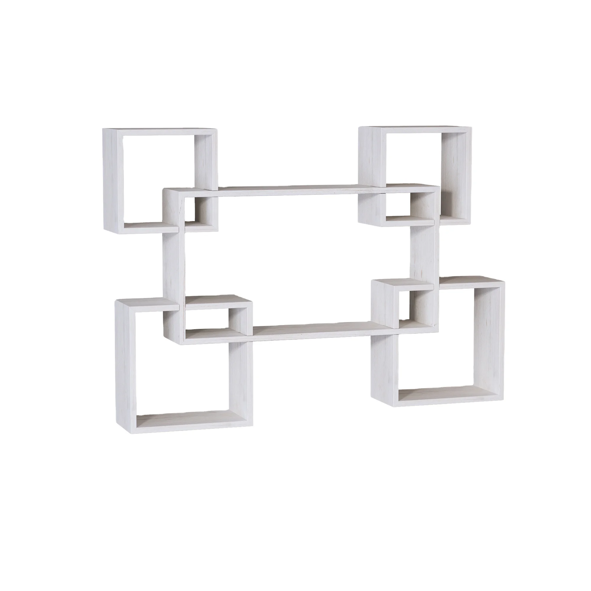 Decorative Display Geometric Hexagon Shape Wood Wall Mounted Floating Shelves For Bedroom Living Room