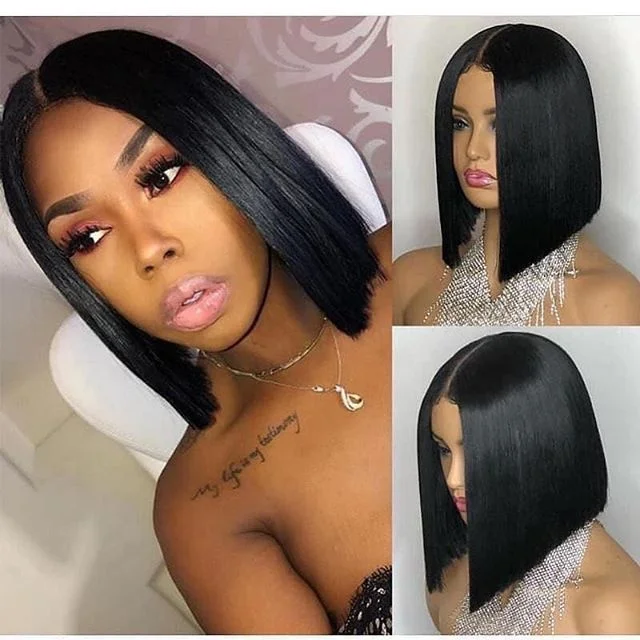 wholesale short straight bob wigs brazilian human hair lace front wig,cheap human hair blue green grey colored short bob cut wig