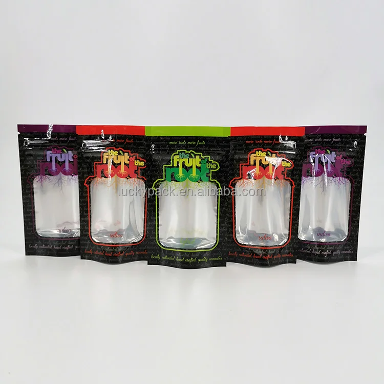 aluminum foil smell proof bag clear window moisture proof tobacco pouch zipper bag for tobacco leaves packaging