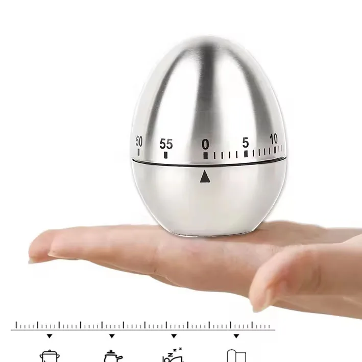 Manual 60 Minutes Mechanical Countdown Kitchen Timer Loud Alarm Stainless Steel Kitchen Egg Cooking Timer