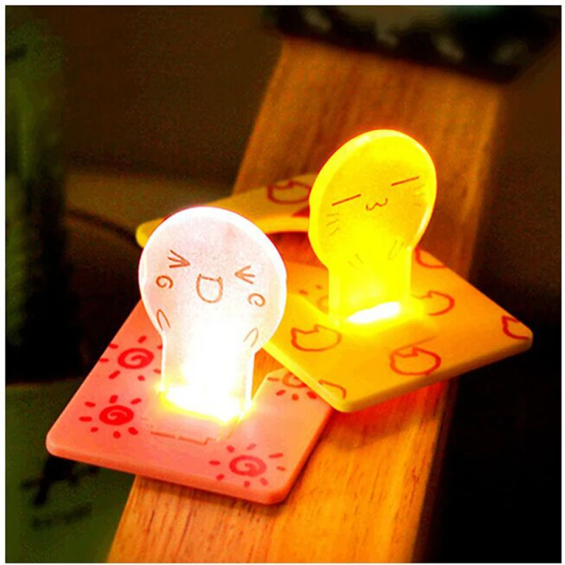 Mini Colorful Motif Lights Portable Pocket Card Light Promotional Gift Slim Plastic Glow Card Night Lamp Birthday Gift