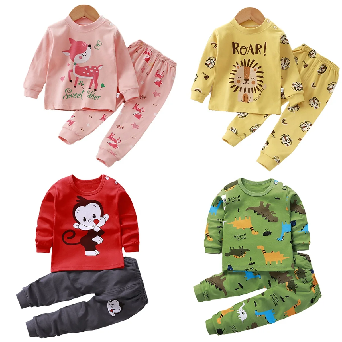 Детский Пижамный костюм, хлопковая Домашняя одежда с длинным рукавом, новое нижнее белье для мальчиков и девочек на осень и зиму