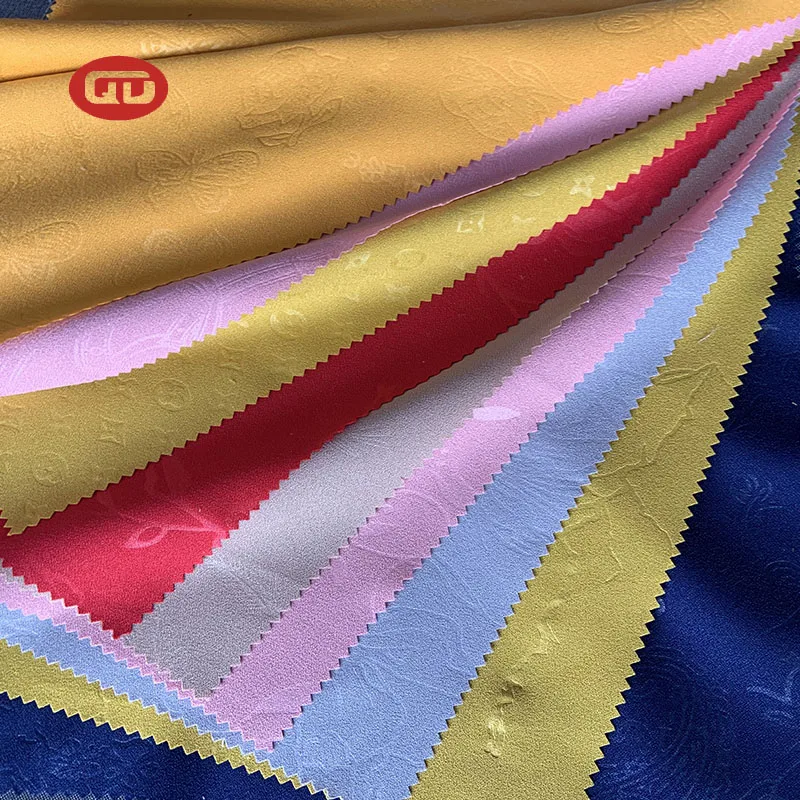 Hot sale high quality Indonesia market QD moss crepe emboss 125-130GSM with stretch polyester fabric