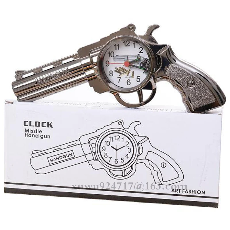 Wholesale Kid Toy Home Alarm Clock Desk Decorative Alarm Clock Plastic Fumeus Missile Hand Gun Table Alarm Clock