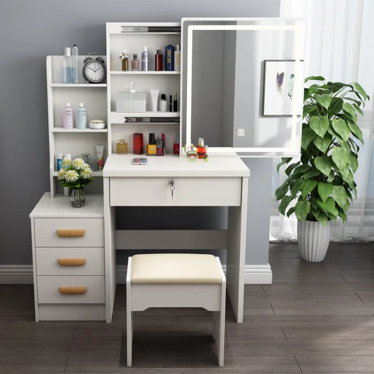 SZT-01 Simple Netflix Dresser Mirror Makeup With Lights Study Bedroom Modern Minimalist Small Mini Table