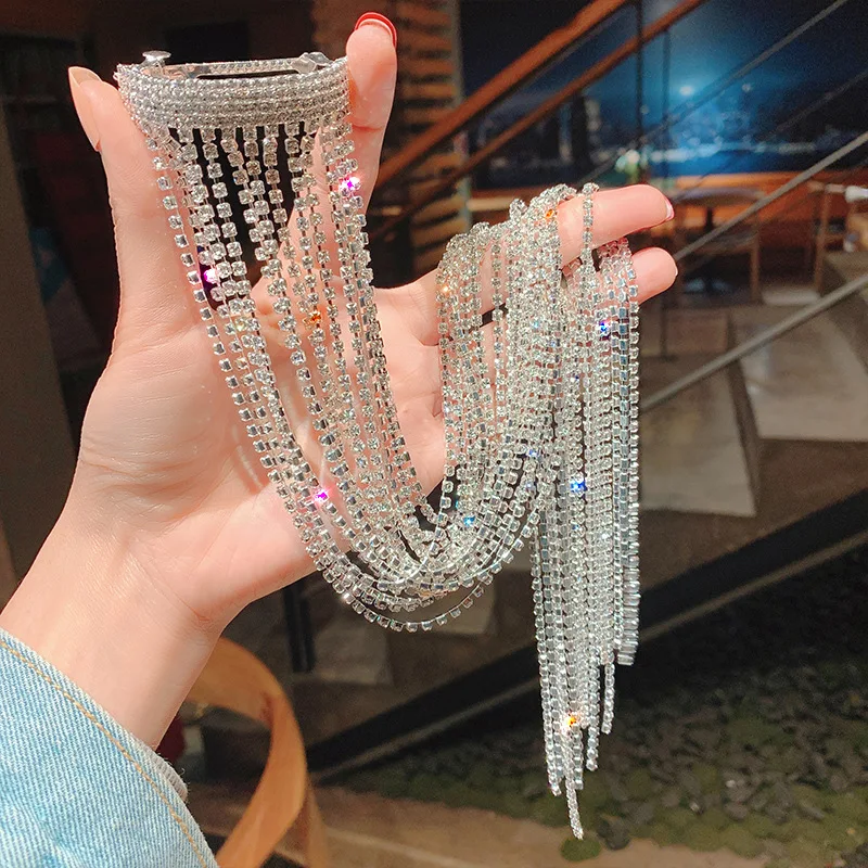 NUORO Luxury Women Long Tassel Crystal Hair Decorate Headband Wedding Hair Accessories Luxury Hair Jewellery