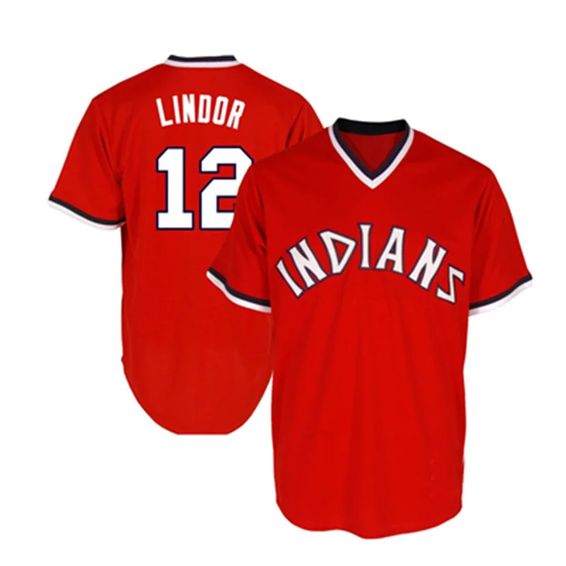 
Cleveland Indians 12 Francisco Lindor 24 Miller 28 Corey Kluber Sublimated Breathable Baseball Jersey 