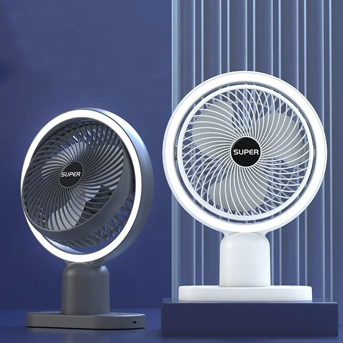 Rechargeable Mini Portable Night Light Desktop Fan
